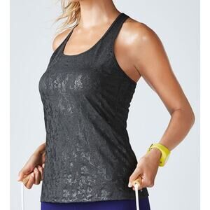 Fabletics Womens Eiffel Tank Charcoal Petal Print Size Large NWT